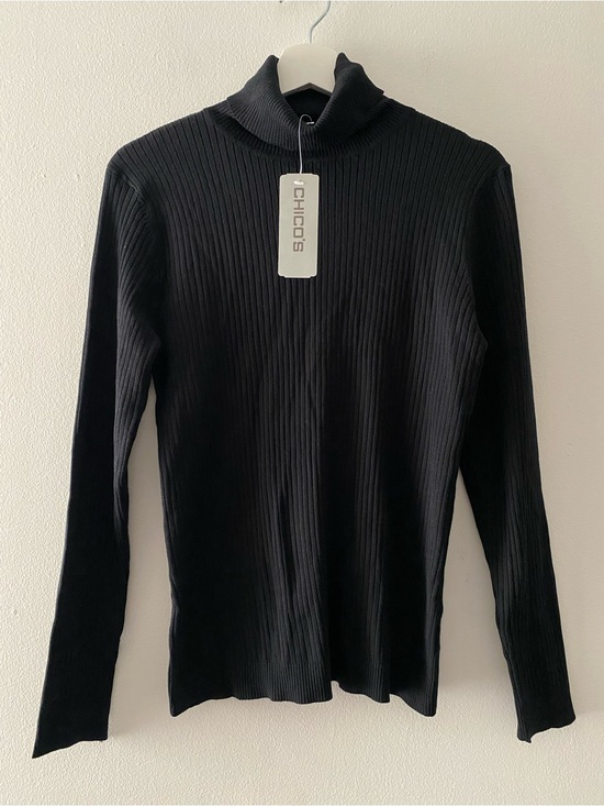 Chico's Tops - Chico's Women's Size 1 Black Silk Blend Turtleneck Long Sleeve Top NWT
